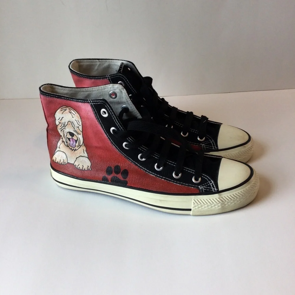 Tony-P Black and Red High-Top Sneakers with Chic Dog Design Size 40 or kids 7